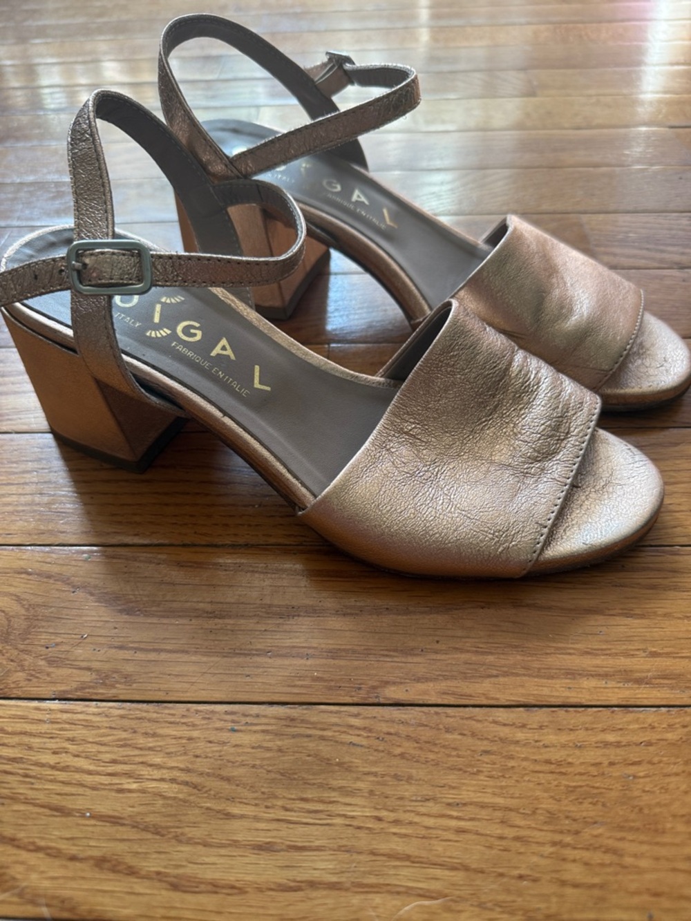Ouigal Italian Pink Sparkly Block Heel Sandals - Women